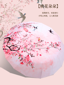 Portable 16-Rib Womens Umbrella UV Protection Colorful Gel Sunshade Rainproof Windproof Three-Fold Aluminum Alloy Handle Umbrella