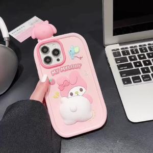 Sanrio | Kawaii 3D Pressable Butt Melody Phone Case For iPhone 11 12 13 14 15 16 17 Pro Max 17 Pro Shockproof Stress Relief Phone Cover