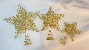 Gold Silver Glitter Christmas Tree Top Star Hollow Sparkle Star Toppers Christmas Star Tree Topper