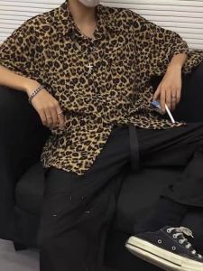 Trendy Ice Silk Short Sleeve Shirt Mens Checkered Pattern Standard Fit Summer Casual Outerwear for Couples Five-Point Shirt