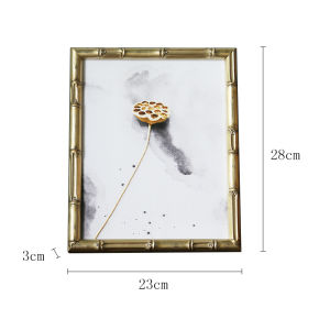 New Chinese Style Champagne Silver Gold Bamboo Node Solid Wood Photo Frame French Luxury Ornament Lotus Seed Head Picture Frame Gift