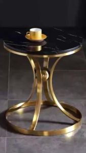 Kệ bàn góc Sofa phòng khách 1 mặt đá tròn chân kim loại hình đuốc có quả cầu tròn BG-31 sang trọng hiện đại