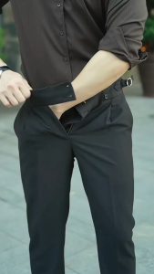 Quần tây quâu âu hai đai nam kiểu dáng thời trang phong cách dễ phối đồ lên phom người mặc