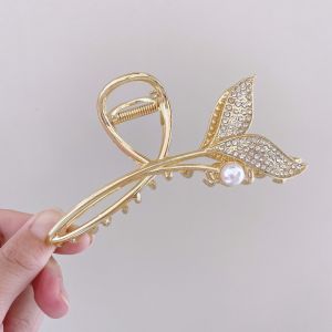 Kẹp tóc đuôi cá đính đá đính ngọc sang trọng tinh tế cho nữ phong cách Hàn Quốc