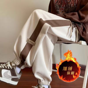 Quần Dài Thường Ngày Bằng Vải Cotton Dày Ấm Áp Mùa Đông Cho Nam Quần Thể Thao Dài Rộng Rãi Thoải Mái Cạp Vừa Màu Trơn