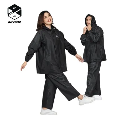 Setelan Jas Hujan Pria Wanita Bahan PVC Tebal Elastis Anti Rembes