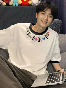 American Style Cotton Short Sleeve T-Shirt Mens Summer Heavyweight Loose Teenage Handsome Half Sleeve Body Shirt Top