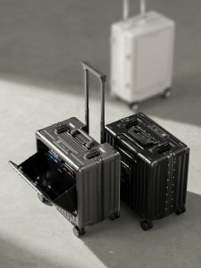 LuSidi Luggage Small 18-Inch Carry-On Suitcase Front Opening Travel Bag for Men And Women Business/Ol Style with Lock And Universal Wheels