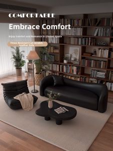 HSMJ | Italian Leather Vintage Sofa Black