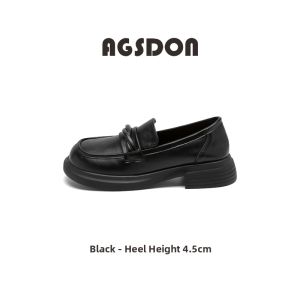 Agsdon | Vintage Style Black Versatile Thick Sole Loafers