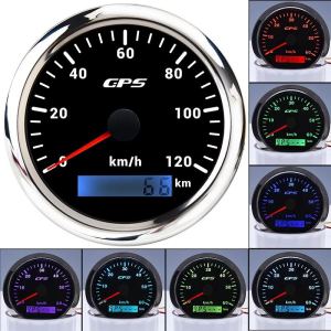 New 7 Color Backlight 85MM G-P-S Speedometer For Motorcycle Marine Boat Car Truck 12V 24V Speed Gauge Meter With G-P-S Antenna