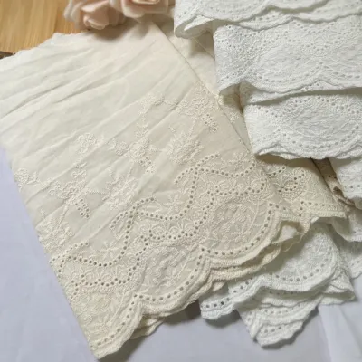 Vải Ren Viền Cotton Nguyên Chất Chất Lượng Cao Dùng Làm Quần Áo DIY Vải Trang Trí Váy Viền Ren Rộng 20cm