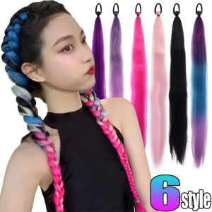 Hairpiece DIY Hair Accessories Women Y2K Gothic Fake Long Hair Ponytail Hair Clip with Rubbers for Women Girls Headwear Braid
