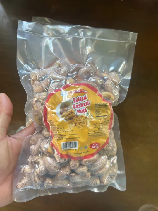 Hạt Điều Rang Muối còn vỏ lụa Túi zip 500gr Hạt Điều Bình Phước