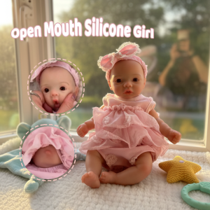 Búp Bê Sơ Sinh Silicon 10 Inch Toàn Thân Có Thể Giặt Miệng Mở Sống Động Như Thật Da Được Vẽ 3D Và Váy Hồng Dành Cho Trẻ Từ 14 Tuổi Trở Lên