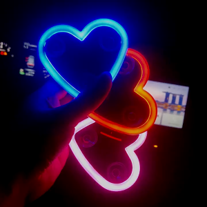 Automotive solar energy wiring free LED triangular window love light wireless neon light C-pillar atmosphere car interior decora