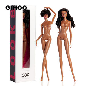 32cm Supermodel Doll Nude Naked Doll With Black Curly Hair Black Skin 12 Joint Movable Body Head DIY Toy Collector Girl Gifts