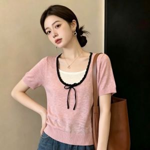 AIYITI | Unique Attractive Pink Short Sleeve T-Shirt for Big Size Women