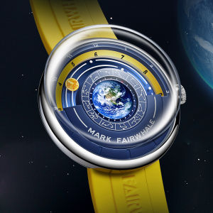 Mark Fairwhale 5700 Fashion Quartz Watches for Men Creative Earth Dial Waterproof Silicone Strap Sports Cool Mens Wrist Watch