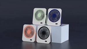 Ci2DMRbW พร้อมส่ง พัดลมแบบพกพาแบบชาร์จไฟได้ Mini USB พัดลมแบบแขวนได้ 5 ความเร็วลมแรง ขาตั้งปรับระดับได้