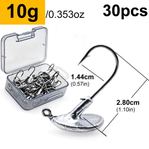 Mr.Lurion 30pcs 3.5g/5g/7g/10g/14g Anti-Hang Vertical Sink Jig Heads Tumbler Jig Head Fishing Hooks for Soft Worm Lures Baits
