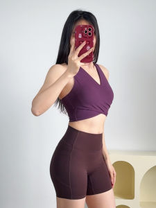Supportive Cross-Strap Yoga Bra Women V-Neck