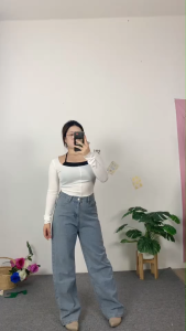 ชุดเซ็ตผู้หญิง เสื้อดีไซน์เก๋ + กางเกงเอวสูง