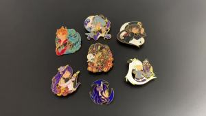 Genshin Impact Hard Enamel Pins Hu Tao Raiden Ganyu Tartaglia Ayaka Character Metal Lapel Brooch Badge Game Collectible Gift