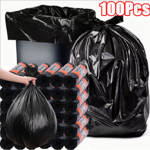100pcs Thickened Plastic Garbage Bag Extra Large Heavy Duty Trash Bags Disposable Black Garbage Bags Household Commercial Restaurants Garbage Bag Biodegradable Waste Bin Trash Bag