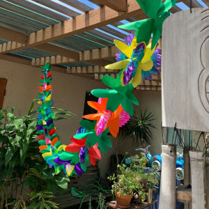 1PC 3m Hawaiian Party Paper Flower Banner Flower Ring Day Party Banner Summer Tropical Party Hawaiian Banquet Wedding Decoration