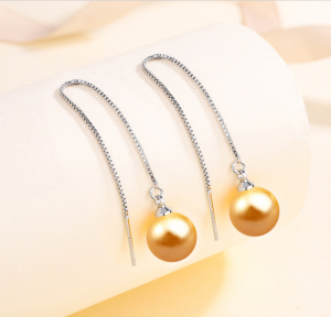 ต่างหูไข่มุกเงินแท้ทรงยาวหรูหราสำหรับผู้หญิง เครื่องประดับแฟชั่นทันสมัย ต่างหูห้อยหูแบบยาว จี้หูเงินแท้