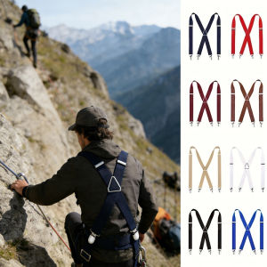 Heavy Duty Work Suspenders Adjustable Solid Color Men 4 Clip X-Back Elastic Straps Men Women Outdoor Sport Camp Travel Brace