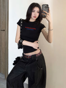 เสื้อยืดแขนสั้นผู้หญิง ทรงเข้ารูป ทรงเข้ารูป สไตล์เกาหลี แขนสั้น ทรงเข้ารูป แขนกุด ทรงเข้ารูป เสื้อยืดคอกลมแขนสั้น