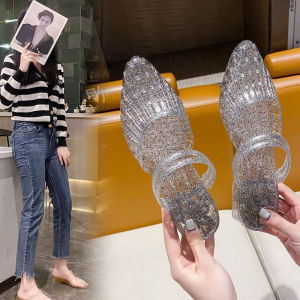 IELGY Womens semi-toe slippers fashionable summer new non-slip beautiful crystal