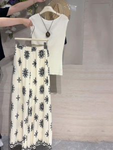 YUFUQING | Fashionable White Round Neck Sleeveless Vest Top Set Women Summer New High Waist Loose Mini Skirt Two Piece Set Casual Wear