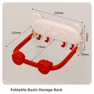 Bathroom Wall-Mounted Suction Cup Foldable Face Basin Holder Plastic Storage Rack Toilet Organizer Hanging Shelf