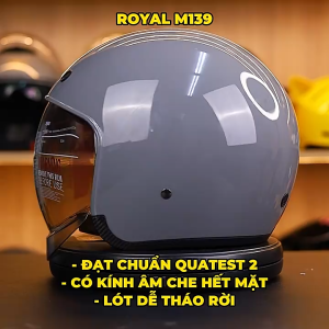 MŨ BẢO HIỂM TRÙM ĐẦU KÍNH ÂM LÓT THÁO RỜI CHÍNH HÃNG ROYAL M139 ĐƯỢC CHỌN MÀU KÍNH