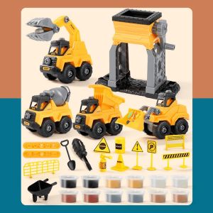 3 in 1 DIY Assembling Engineering Car demountable construction vehicle clay play screw plasticine kids toy pretend play