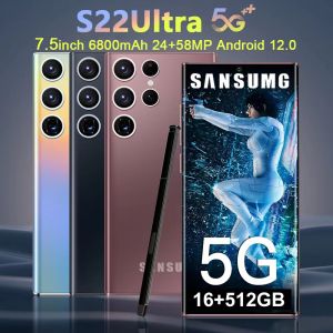 [รับประกัน 1 ปี]2022 ใหม่ Sansumg S22 Ultra 5G 7.5นิ้ว โทรศัพท์มือถือ รองรับ2ซิม Smartphone 4G/5G RAM16GB+ROM 512GB โทรศัพท์ถูกๆ Android12.0 มือถือ Mobile phone มือถือ ส่งฟรี มือถือราคาถูกๆ โทรศัพท์สำห รับเล่นเกม โทรสับราคาถูก โทรศัพท S21Ultra โทรศัพท์ ถู