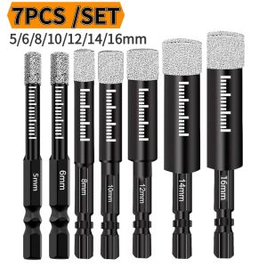 7/5/2PCS Dry Diamond Drill Bits  For Granite Porcelain Tile Ceramic Marble Drilling Hex Shank 5-16mm Drill Bits Set Tools