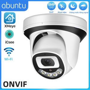 Camera IP HD 5MP Wi-Fi ONVIF H.265 Có Khe Cắm Thẻ SD Phát Hiện Chuyển Động Âm Thanh 2 Chiều Giám Sát An Ninh Trong Nhà/ngoài Trời Màu Trắng