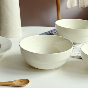 Light Yellow Ceramic Soup Bowl Rice Bowl Noodle Bowl Semi Orange Design Warm Texture Nordic Style Home Dining Utensils
