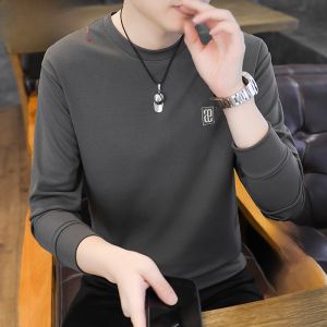 HENGYUANXIANG | Hengyuanxiang Mens Long Sleeve Fleece Lined Thickened Casual T-shirt Autumn Winter New Style High Warmth Base Layer Inner Wear