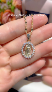 Viv Bea Fashion Titanium Chain Clavicle Necklace Religion Statue Oval Necklace Pendant Womens Daily Fashion Accessories Birthday Valentines Day Gift Holiday Gifts With Box