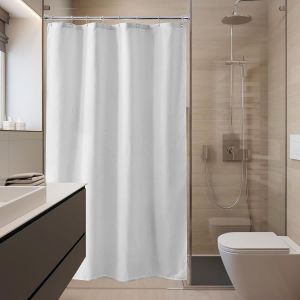 Waterproof Fabric Shower Curtain Liner Soft Hotel Quality Cloth Light Weight Machine Washable White Bathroom Curtain