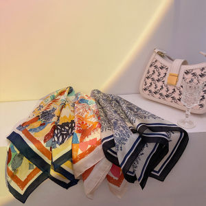 ผู้หญิงอเนกประสงค์เส้นใยโพลีเอสเตอร์เอว Apple Blossom ผ้าพันคอสี่เหลี่ยมผ้าโพกหัวสําหรับห่อหน้าอกฤดูร้อนสไตล์บาง