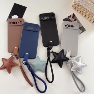 Polka Dot Silicone Star Strap Lanyard Case For Google Pixel 11 10 9 Pro XL 10A 9A 8A 7A 6A Pro Ultra-thin Shockproof Soft Cover