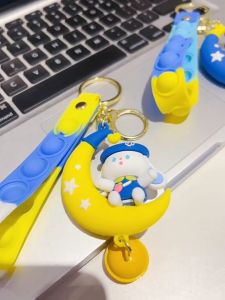 Móc khóa THỎ mặt trăng hoạt hình siêu dễ thương móc treo balo túi xách thời trang kèm popx
