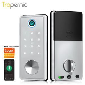 Khóa Cửa Vân Tay Thông Minh Tuya WIFI TTlock Bluetooth Deadbolt Khóa Điện Tử Bằng Mật Khẩu Thẻ Ứng Dụng & Kiểm Soát Truy Cập WiFi