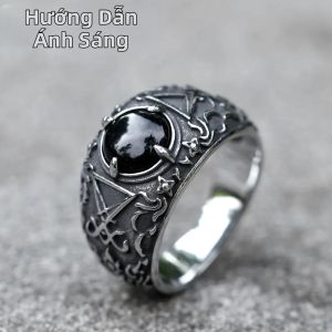 Nam Vintage Lucifer Satan Punk Rock Nhẫn 316L Thép Không Gỉ Cổ Điển Cá Tính Tôn Giáo Món Quà Trang Sức